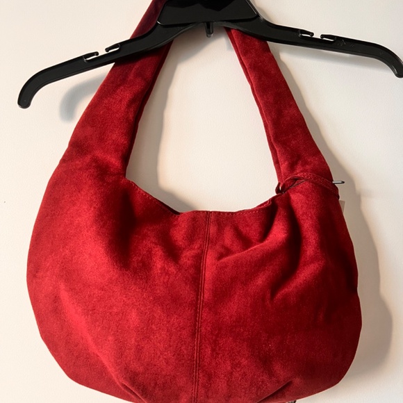 Burgundy crescent suede studded slouchy hobo bag - NEW with tags - Picture 3 of 4